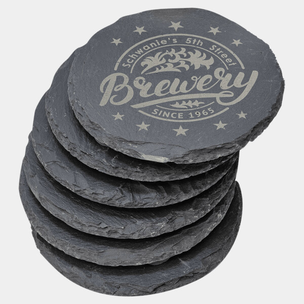 4" Round Slate Coaster Set-6 Piece Thumbnail