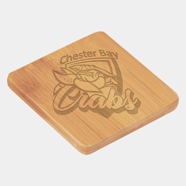 3 3/4" x 3 3/4" Bamboo Square 6-Coaster Set with Holder Thumbnail