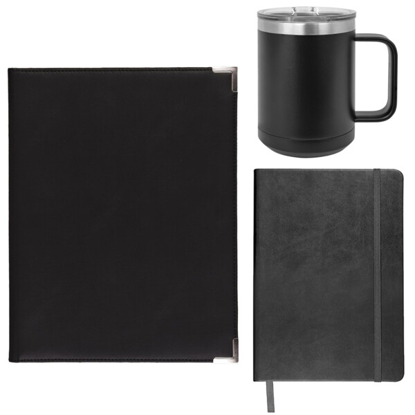 Faux Leather Portfolio + 5" x 8" Journal + 15oz Travel Mug  Thumbnail